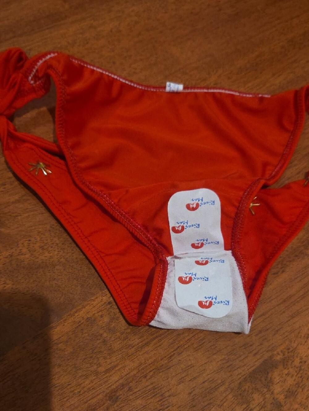 Red Embellished Triangle Bikini Set by - Picture 6 of 7